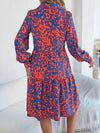Women's Casual Loose-Fit Color-Blocked Leopard Print Long Sleeve Shirt Dress