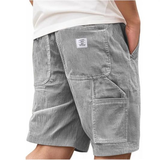 Mens Retro Corduroy MultiPocket Workwear Shorts