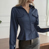 Casual Resort Button-Down Long-Sleeve Shirt Top For Women