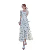 Pastoral-style White Floral-print Dress For Women Summer Season