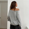 Women's Asymmetrical T-shirt With Slanted Shoulder Printed Letters And Pattern
