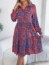 Women's Casual Loose-Fit Color-Blocked Leopard Print Long Sleeve Shirt Dress
