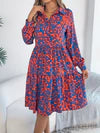 Women's Casual Loose-Fit Color-Blocked Leopard Print Long Sleeve Shirt Dress