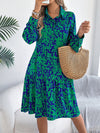 Women's Casual Loose-Fit Color-Blocked Leopard Print Long Sleeve Shirt Dress