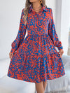 Women's Casual Loose-Fit Color-Blocked Leopard Print Long Sleeve Shirt Dress