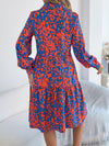Women's Casual Loose-Fit Color-Blocked Leopard Print Long Sleeve Shirt Dress