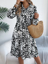 Women's Casual Loose-Fit Color-Blocked Leopard Print Long Sleeve Shirt Dress