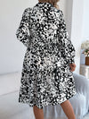 Women's Casual Loose-Fit Color-Blocked Leopard Print Long Sleeve Shirt Dress
