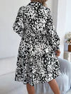 Women's Casual Loose-Fit Color-Blocked Leopard Print Long Sleeve Shirt Dress
